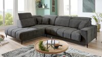 Ecksofa L LIVORNO grau Kopfteil und Sitztiefenverstellung