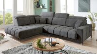 Ecksofa L LIVORNO grau Kopfteil und Sitztiefenverstellung