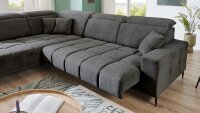 Ecksofa L LIVORNO grau Kopfteil und Sitztiefenverstellung