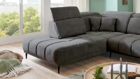 Ecksofa L LIVORNO grau Kopfteil und Sitztiefenverstellung