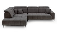 Ecksofa L LIVORNO grau Kopfteil und Sitztiefenverstellung