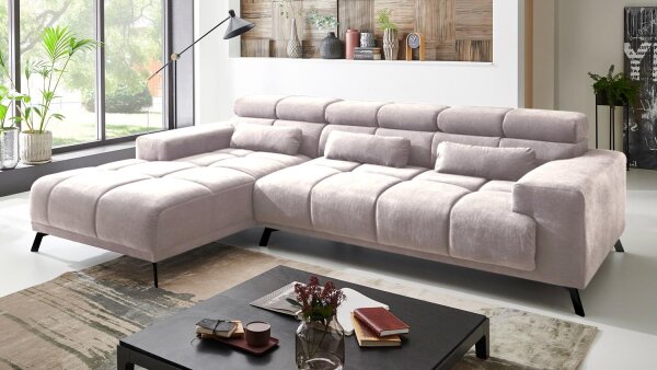 Ecksofa Links SPEED creme Kopf und Sitztiefenverstellung
