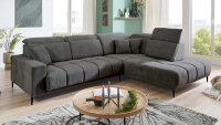 Ecksofa R LIVORNO grau Kopfteil und Sitztiefenverstellung