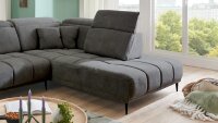Ecksofa R LIVORNO grau Kopfteil und Sitztiefenverstellung