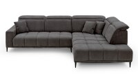 Ecksofa R LIVORNO grau Kopfteil und Sitztiefenverstellung