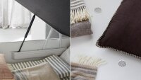 Boxspringbett AMELIE 140 hellgrau mit Bettkasten Topper