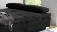 Schlafsofa LINDAU Dauerschläfer Stoff schwarz inkl. Topper