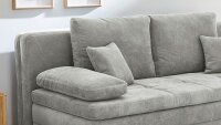 Schlafsofa LINDAU Dauerschläfer Stoff grau inkl. Topper