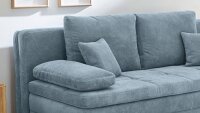 Schlafsofa LINDAU Dauerschläfer Stoff aqua blau inkl. Topper