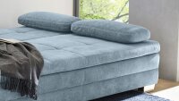Schlafsofa LINDAU Dauerschläfer Stoff aqua blau inkl. Topper