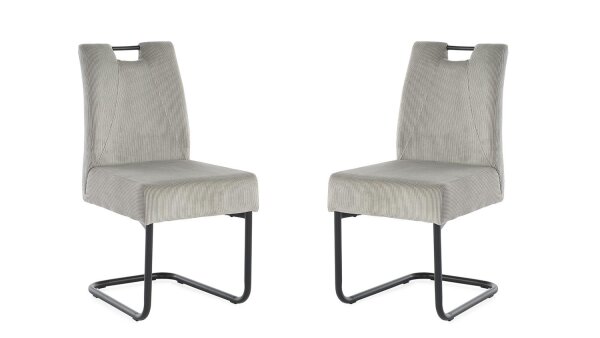 Schwingstuhl RENE Cord grau Tonnenfederkern 2er Set