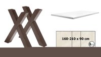 Esstisch MISTER X rost weiß Lack ausziehbar 160-210x90 cm
