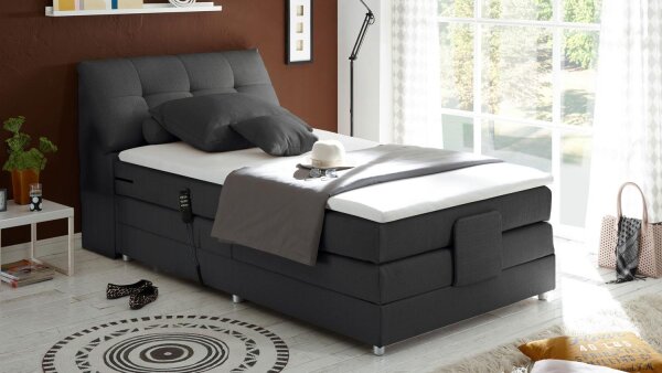 Boxspringbett Carpino Stoff anthrazit Komfortbett mit Motor 120x200 cm