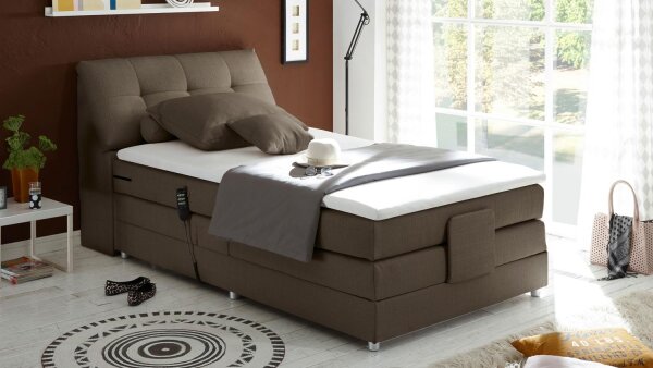 Boxspringbett Carpino Stoff stone Komfortbett mit Motor 120x200 cm