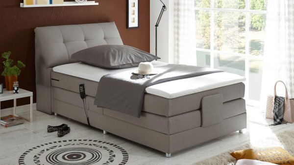 Boxspringbett Carpino Stoff silber Komfortbett mit Motor 120x200 cm
