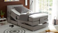 Boxspringbett Carpino Stoff silber Komfortbett mit Motor...
