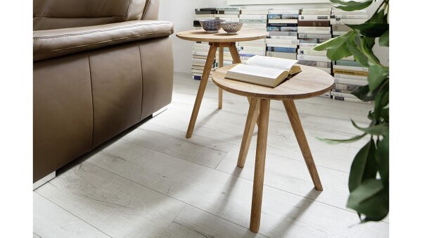 Couchtisch GENNY 2er Set Beistelltisch in Asteiche massiv rund