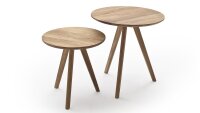 Couchtisch GENNY 2er Set Beistelltisch in Asteiche massiv rund
