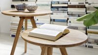 Couchtisch GENNY 2er Set Beistelltisch in Asteiche massiv rund