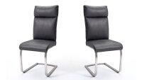 Schwingstuhl RABEA 2er-Set Stuhl Freischwinger Stoff antik grau Griff