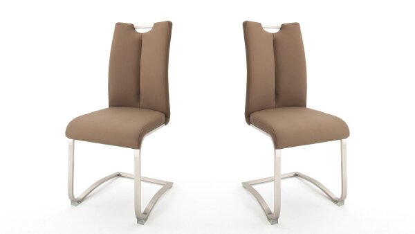 Schwingstuhl ARTOS 2 2er-Set Stuhl Freischwinger Echtleder cappuccino