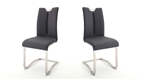 Schwingstuhl ARTOS 2 2er-Set Stuhl Freischwinger in Echtleder schwarz
