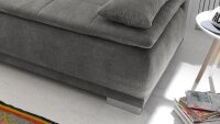 Schlafsofa LUIGI Dauerschläfer Stoff stone grau Federkern inkl. Topper