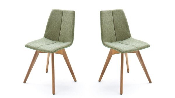 Stuhl SANNY 2er-Set Esszimmerstuhl Stoff olive Eiche geölt