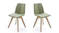 Stuhl SANNY 2er-Set Esszimmerstuhl Stoff olive Eiche...