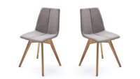 Stuhl SANNY 2er-Set Esszimmerstuhl Stoff grau Eiche...