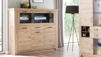 Highboard MERAN Balkeneiche Glas Kommode 1 Klappe...