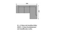 Ecksofa CONCORD R Stoff Cord natur Nosagfederung 306x197