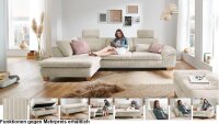 Ecksofa CONCORD L Stoff Cord natur Nosagfederung 197x306