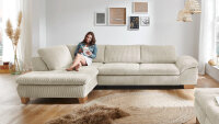 Ecksofa MP-IN14007 L Stoff Cord natur Nosagfederung 197x306