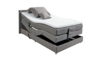 Boxspringbett System CARMEN 1 Stoff grau TTFK Topper Motor 100x200