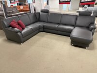 Wohnlandschaft Tavira Leder anthrazit 239x336x165-200 cm