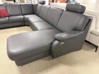 Wohnlandschaft Tavira Leder anthrazit 239x336x165-200 cm