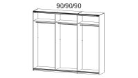 Schwebetürenschrank QUADRA in weiß Glas Spiegel 271x210