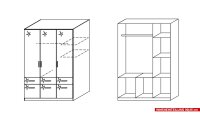 Kleiderschrank Celle ca. 136x197 cm 6 Schubladen weiß hochglanz
