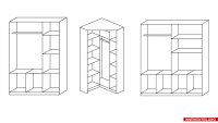 Eck-Kleiderschrank Celle ca.253x298 cm 14 Schubladen weiß hochglanz