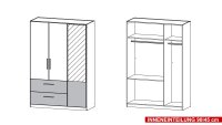 Kleiderschrank ALVOR Schrank für Schlafzimmer weiß mit Spiegel 136 cm