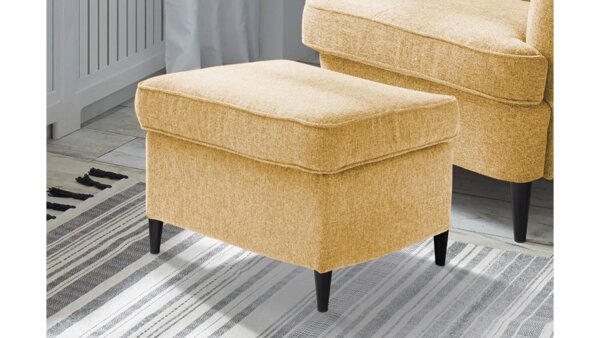 Hocker OMADO Polsterhocker Sitzhocker Stoff safran 63 cm