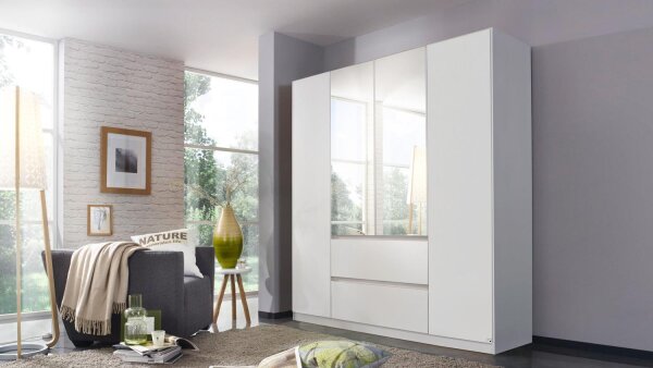 Kleiderschrank MAINZ Schrank weiß mit Spiegel 181x210 cm
