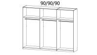 Kleiderschrank weiß Schrank 6-trg. Drehtürenschrank Alabama Aluoptik 271 cm