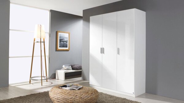 Kleiderschrank Celle Schrank ca.136x197 cm weiß hochglanz