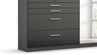 Kleiderschrank HOMBURG grau Hochglanz mit Spiegel 136x54