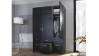 Kleiderschrank Celle ca.136x197 cm 6 Schubladen grau hochglanz