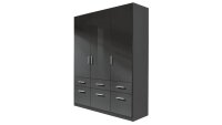 Kleiderschrank Celle ca.136x197 cm 6 Schubladen grau hochglanz