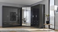 Kleiderschrank Celle ca.136x197 cm 6 Schubladen grau hochglanz