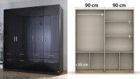 Eck-Kleiderschrank Celle ca. 298x253 cm 14 Schubladen grau hochglanz